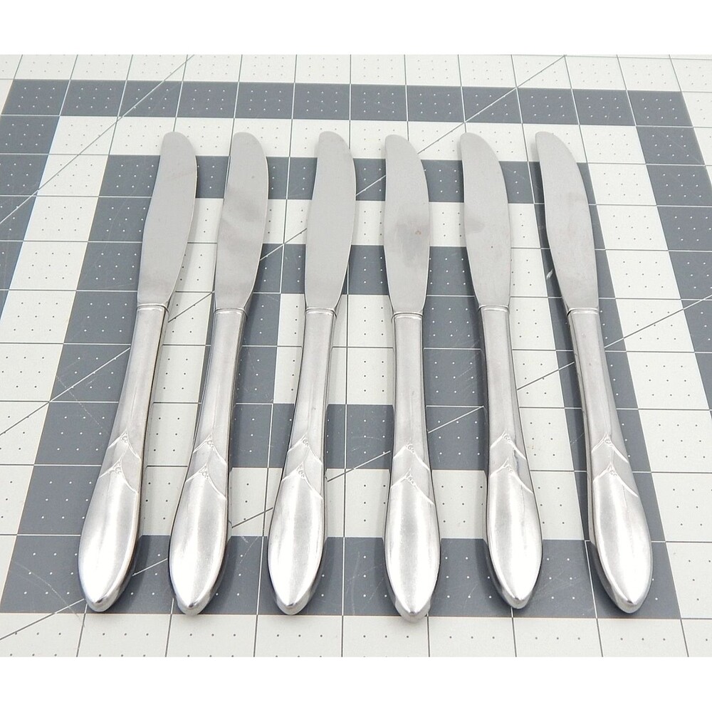 Oneida DEBONAIR Stainless 6 Dinner Knives Oneidacraft Deluxe Flatware 8 1/2 Inch